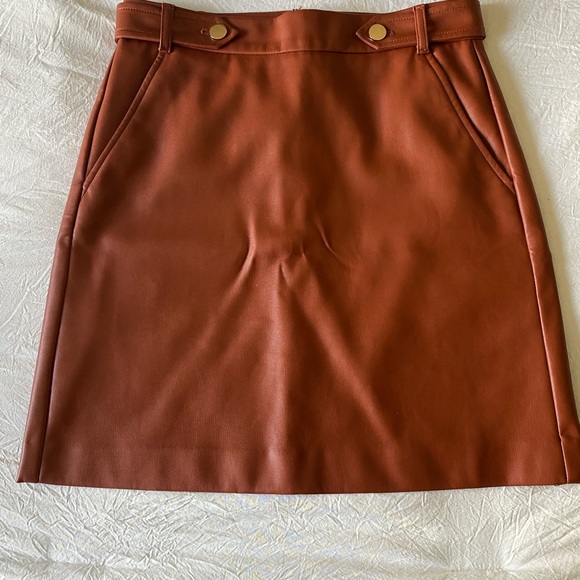 Loft brown faux leather button skirt - Picture 2 of 3